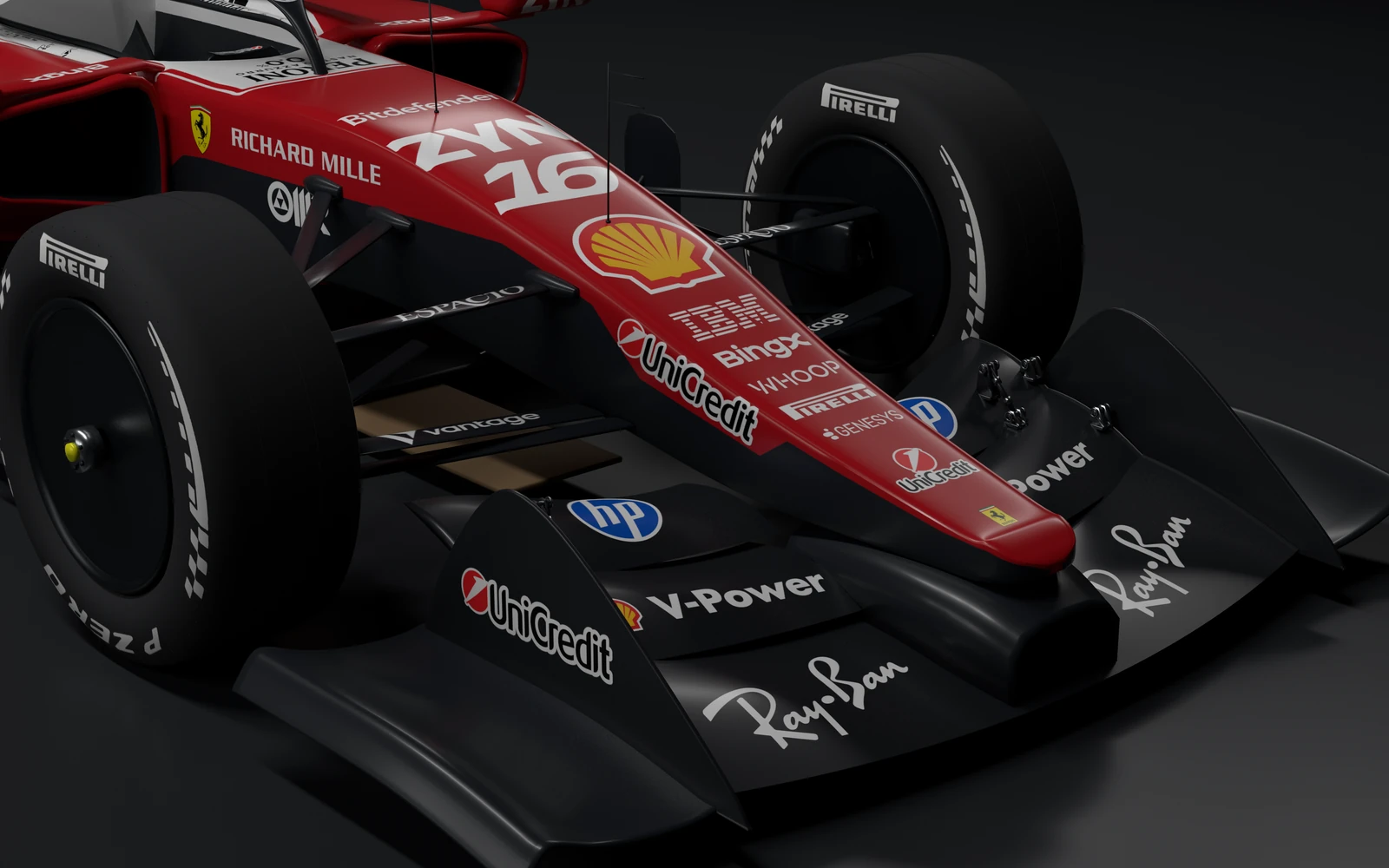Front-wing study · layered surfaces and attachment details.