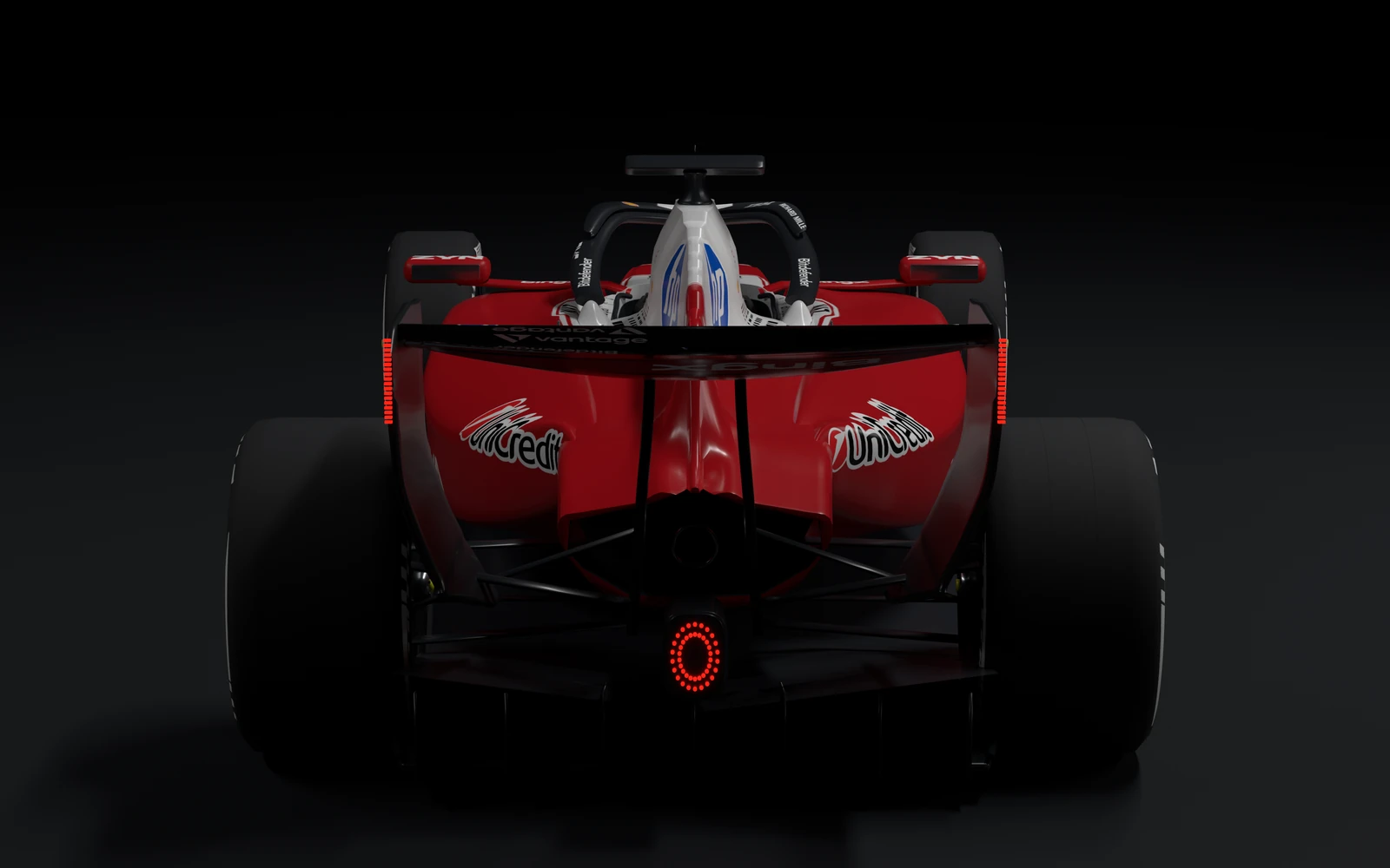 Rear · the visible exhaust, diffuser and wing assembly.