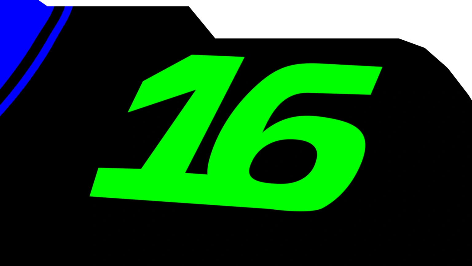 Diagnostic number-clearance render: number ink and white paint are distinguished so their overlap can be checked. The number artwork was not shrunk.